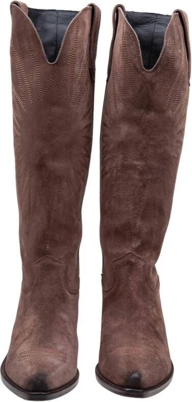 Golden Goose Bruin Leren Puntige Enkellaarzen Vintage Brown Dames