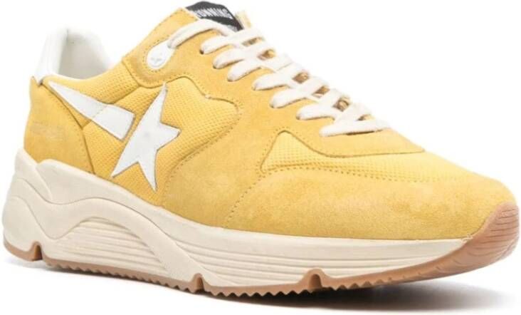 Golden Goose Geel Witte Sneakers Panel Ontwerp Ronde Neus Yellow Heren