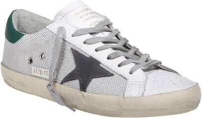 Golden Goose Gestempelde Lederen Sneakers met Stervormige Hak Gray Heren