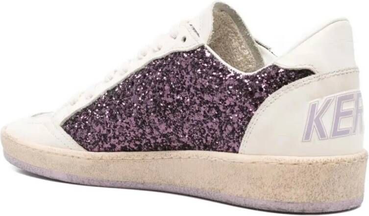 Golden Goose Glitter Leren Sneakers Rubberen Zool Vetersluiting