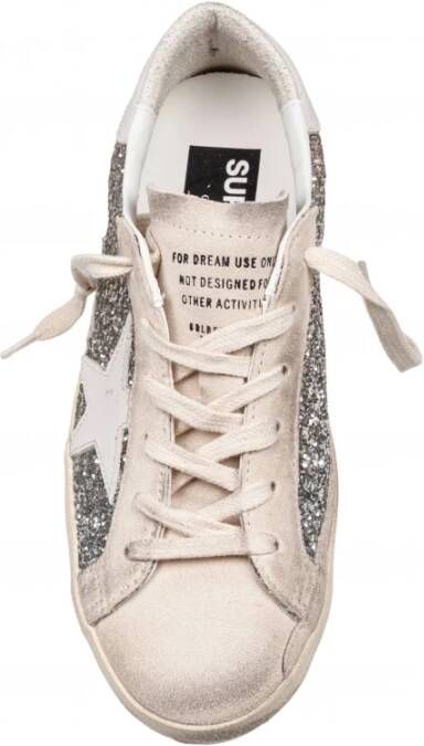 Golden Goose Glitter Suede Sneakers Beige Bruin Ronde Neus Brown Dames