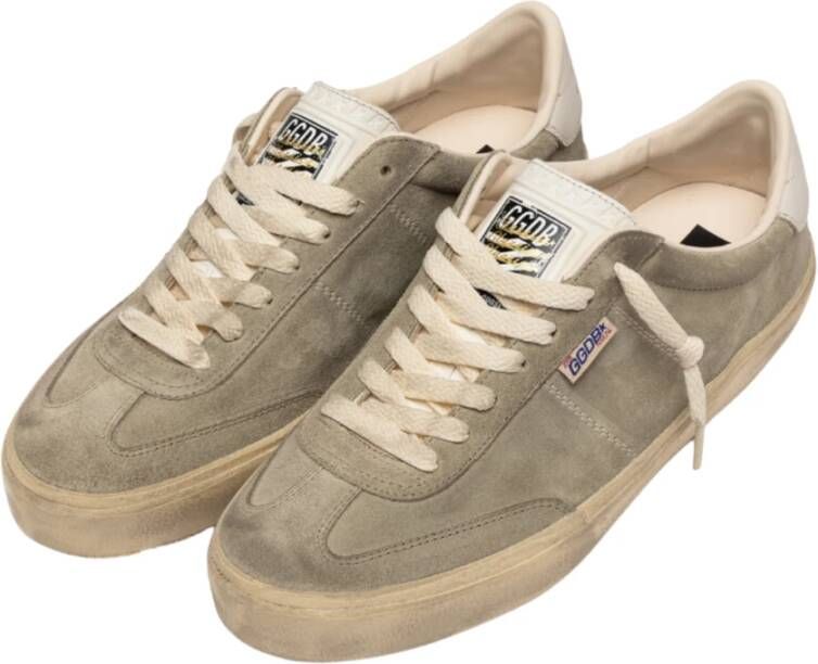 Golden Goose Italiaanse Suède Sneakers Grijs Contraststiksels Beige Dames