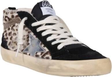 Golden Goose Luipaard Horsy Suède Neus en Spoor Ster Golf Zwart Dames