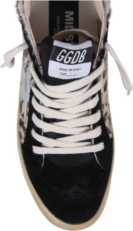 Golden Goose Luipaard Horsy Suède Neus en Spoor Ster Golf Zwart Dames