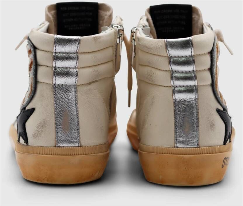 Golden Goose Beige Black Silver White Brown Zebra Slide Sneaker Wit Dames