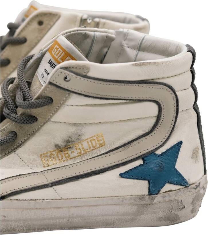 Golden Goose Witte Marmer Blauwe Slide Sneaker Wit Heren