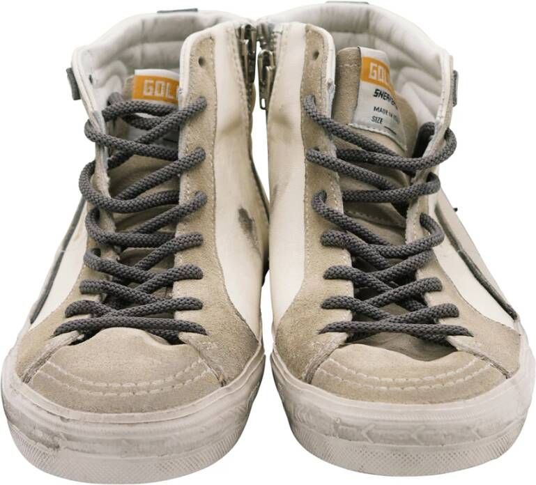 Golden Goose Witte Marmer Blauwe Slide Sneaker Wit Heren