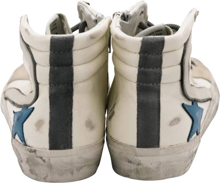 Golden Goose Witte Marmer Blauwe Slide Sneaker Wit Heren
