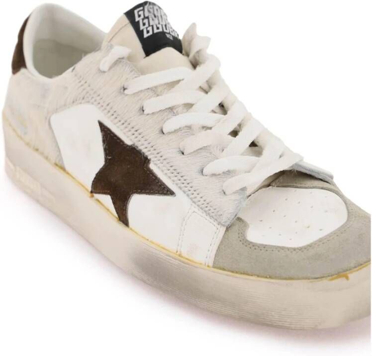 Golden Goose Stardan Leren Sneakers met Ponyhuid Inzetstukken White Heren