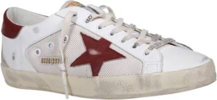 Golden Goose Super-Star Sneakers in Crème Wit Rood Beige Heren