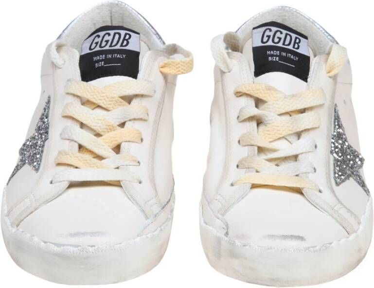 Golden Goose Superstar Leren Sneakers met Glitterster White Dames