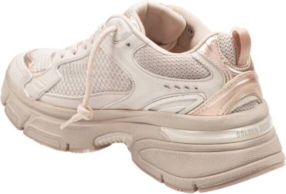 Golden Goose Taupe Leren Mesh Sneakers Rose Goud