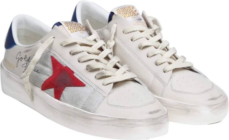 Golden Goose Vintage Stardan Leren Sneakers Wit Blauw Rood White Heren