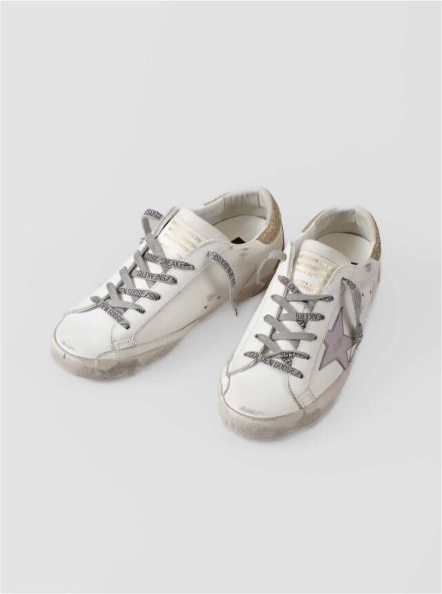 Golden Goose Vintage Ster Sneakers met Glitter Hiel White Dames