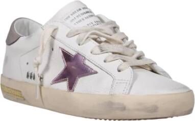 Golden Goose Wit Roze Grijs Super-Star Leren Hak Wit Dames