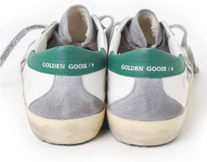 Golden Goose Witte en grijze sneakers met groene hiel Multicolor Heren