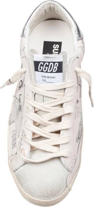 Golden Goose Witte en zilveren leren sneakers White Heren
