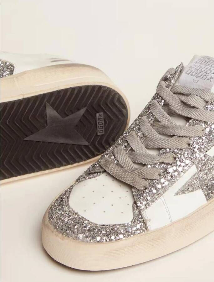 Golden Goose Witte Glitter Leren Sneakers