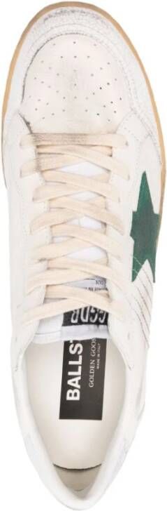 Golden Goose Witte Groene Leren Sneakers Ball Star