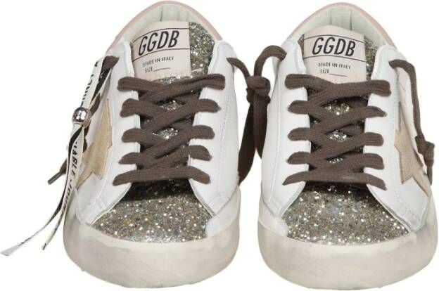 Golden Goose Witte Leren Glitter Sneakers Vintage Stijl White Dames