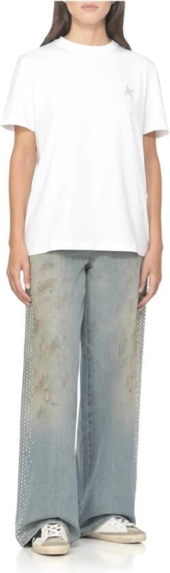 Golden Goose Witte Leren Glitter Ster Sneakers