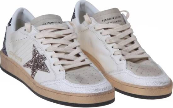 Golden Goose Witte Leren Sneakers met Glitterster Multicolor Dames