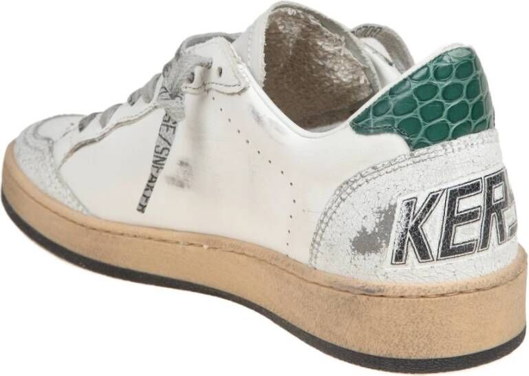 Golden Goose Witte Leren Sneakers met Roze en Groene Accenten Multicolor Dames