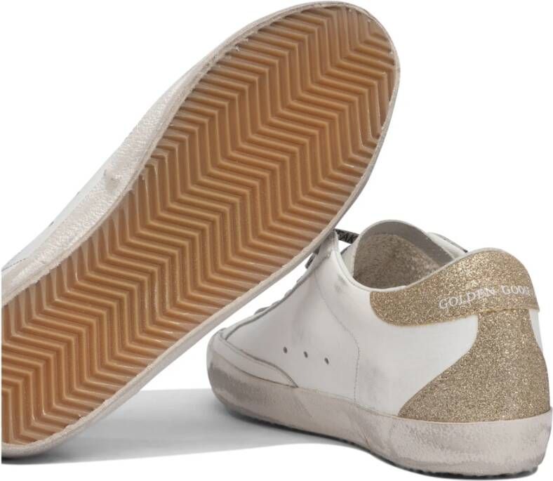 Golden Goose Witte Sneakers Leren Ster Goudglitter
