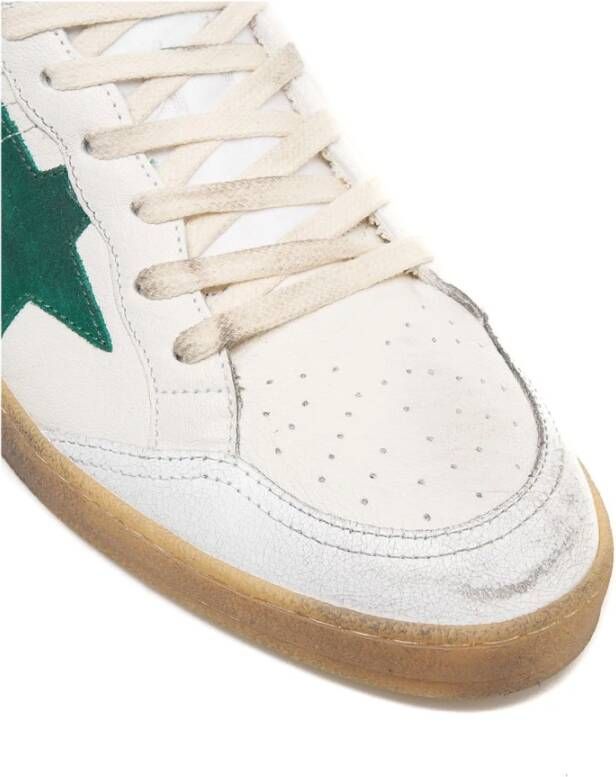 Golden Goose Witte Groene Leren Sneakers Ball Star White Heren