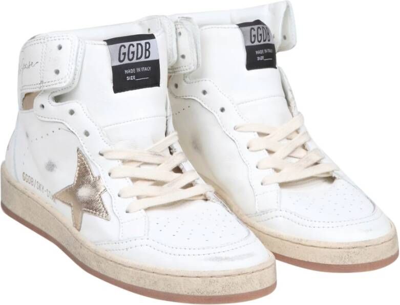 Golden Goose Witte Donker Gouden Sky Star Sneakers White Dames