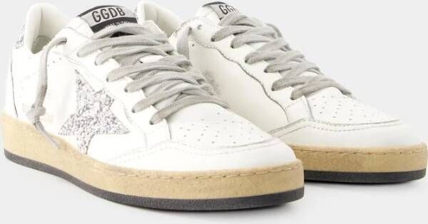 Golden Goose Witte Zilveren Leren Ball Star Sneakers Wit Dames