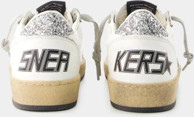 Golden Goose Witte Zilveren Leren Ball Star Sneakers Wit Dames