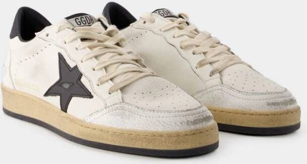 Golden Goose Witte zwarte leren Ball Star Sneakers Wit Heren