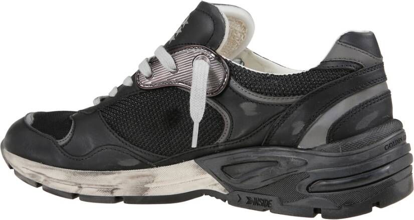 Golden Goose Zwarte leren sneakers met vintage touch