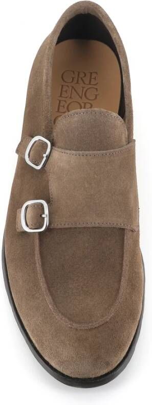 Green George Beige Suède Herenloafer met Zilveren Gespen