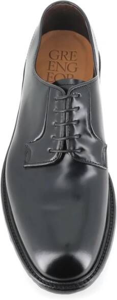 Green George Zwarte geborsteld leren Derby schoenen
