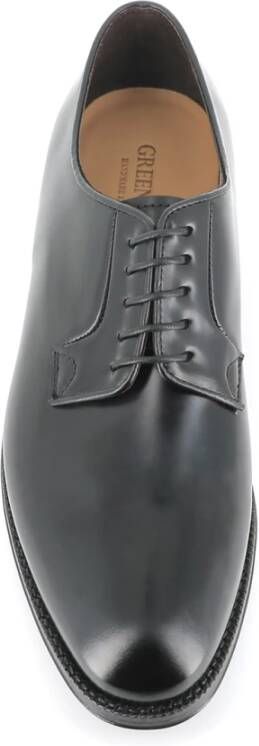 Green George Zwarte geborsteld leren Derby schoenen
