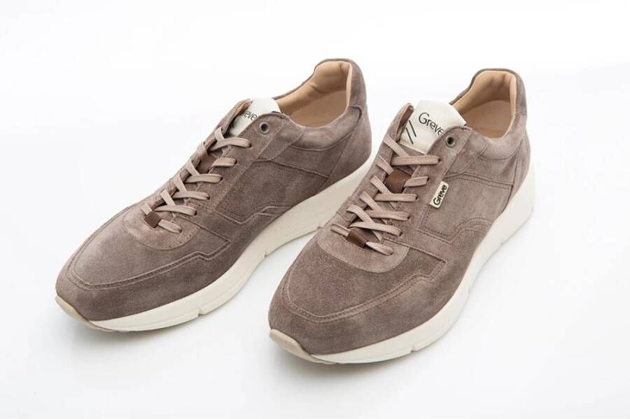 Greve Taupe Sneakers voor Nederlandse Mannen Beige Heren