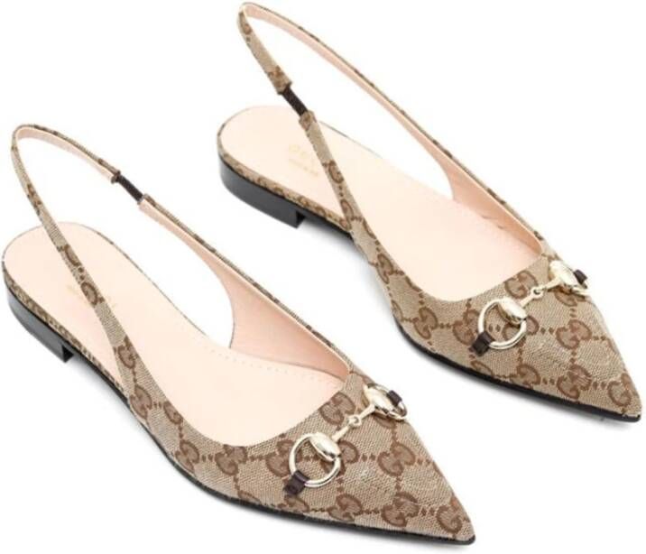 Gucci Beige Platte Schoenen met Horsebit Detail