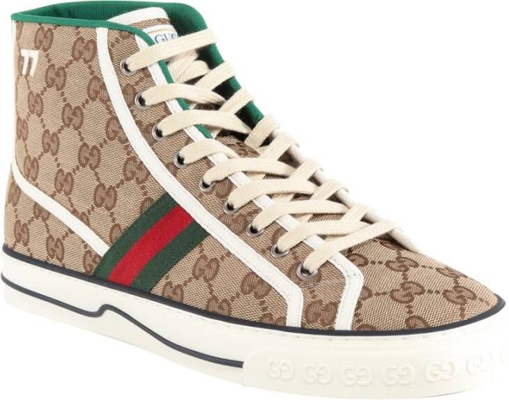 Gucci Beige Lace-up GG Logo Sneakers Beige Heren