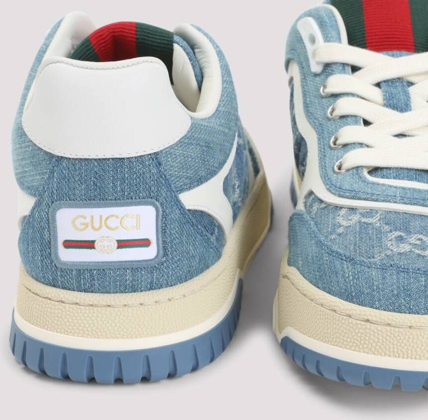 Gucci Blauwe Katoenen Re Web Sneakers