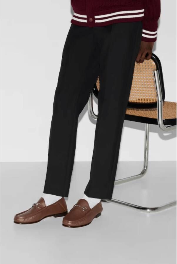 Gucci Bruine Horsebit Loafers met Moc Stitching
