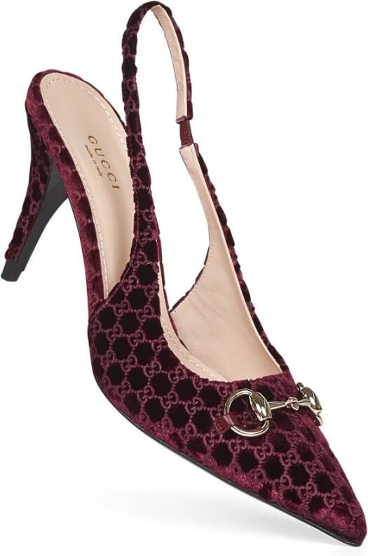 Gucci Burgundy Velvet Enkelband Sandalen