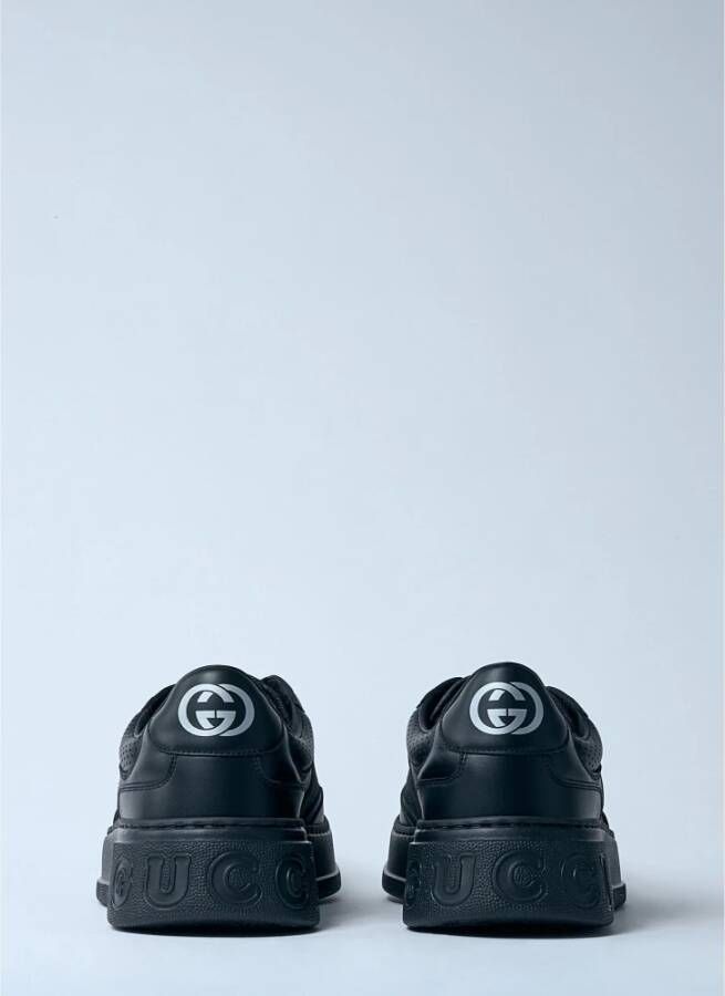 Gucci Canvas Leren Sneakers Ronde Neus