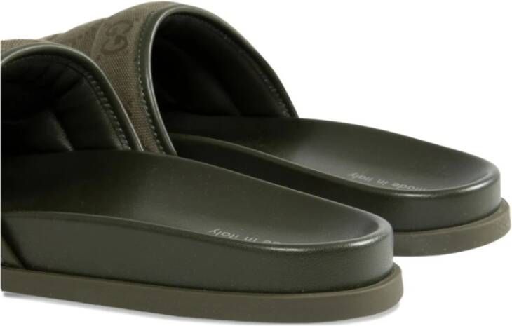 Gucci Groene Monogram Canvas Gewatteerde Sandalen