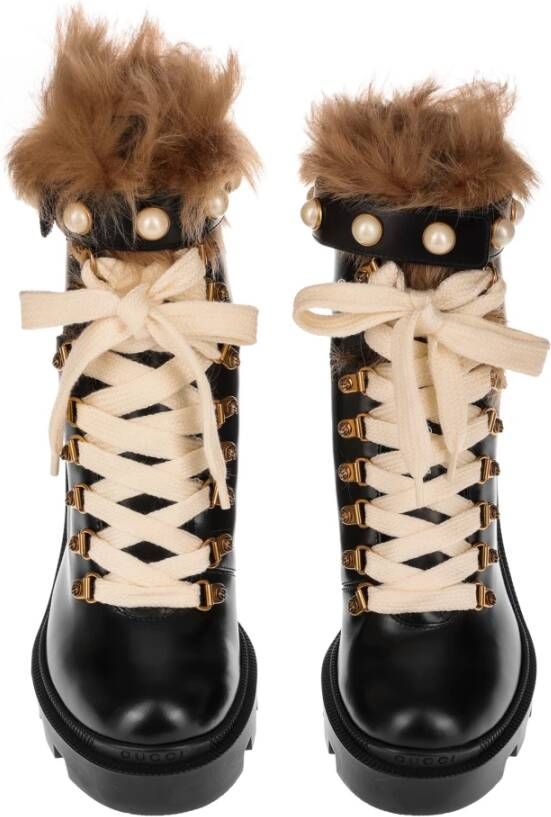 Gucci Lace-up Boots Zwart Dames