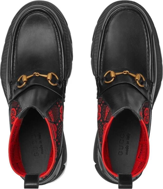 Gucci Leren laarzen met Horsebit-detail Black Heren