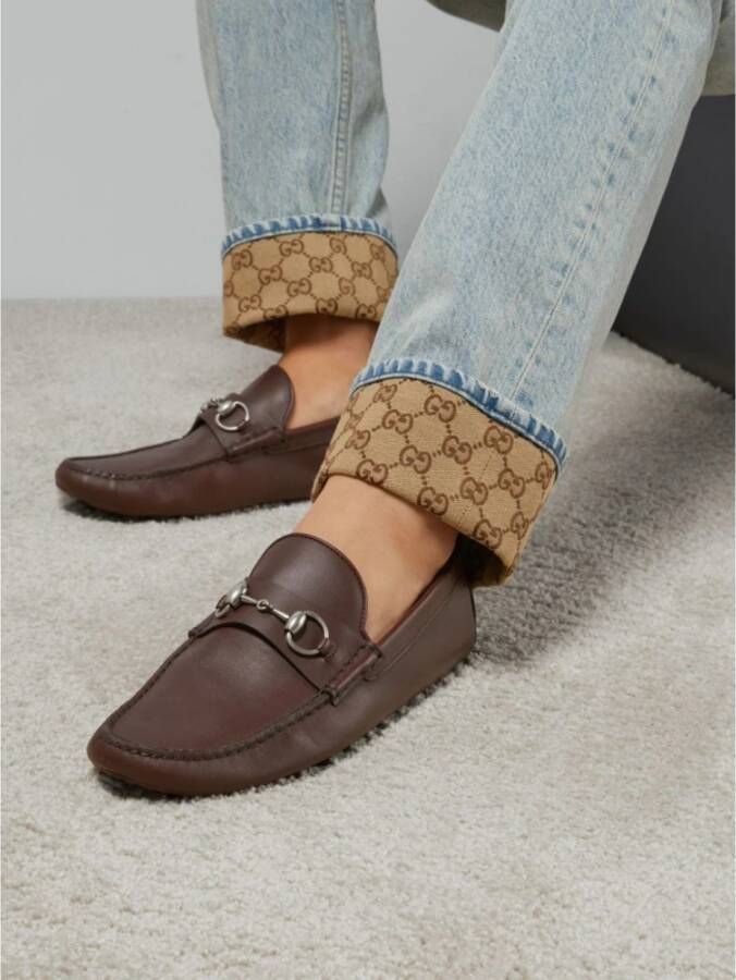 Gucci Driver Loafers Brown Heren