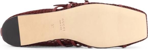 Gucci Mesh Vierkante Neus Leren Band Schoenen
