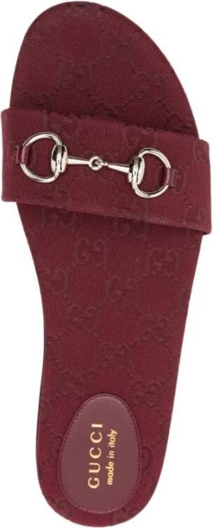 Gucci Rode Monogram Platte Sandalen